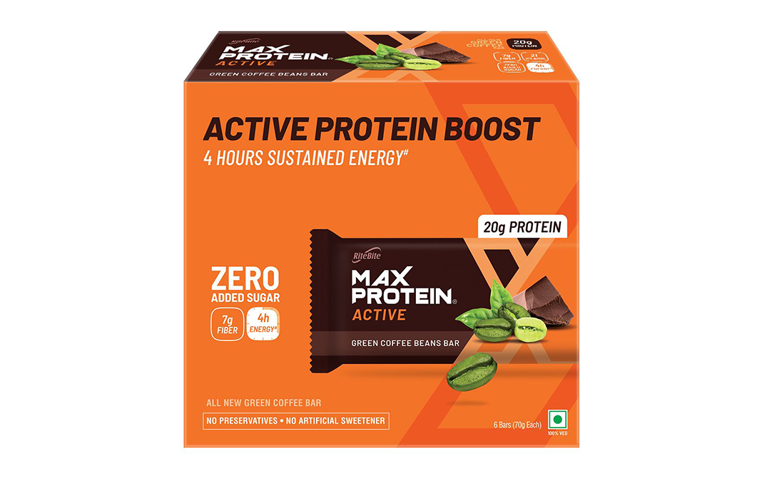 Ritebite Max Protein Active Green Coffee Beans Bar   Box  420 grams